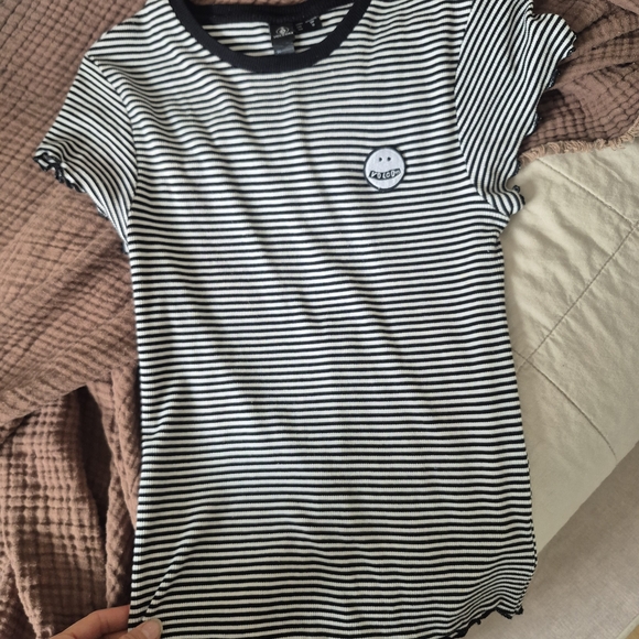 Volcom Black and White Striped Ringer Tee - Women - Picture 2 of 3